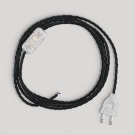 Lamp wiring with black braided cable 1.80 m