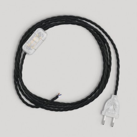 Lamp wiring with black braided cable 1.80 m