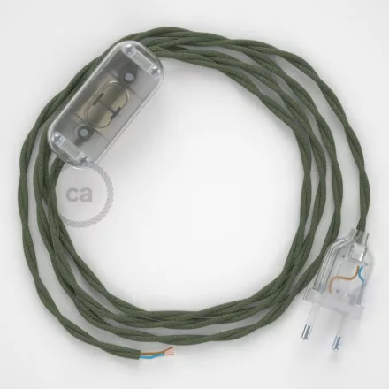  Lamp wiring, TC63 Green Grey Cotton 1.80 m. Choose the color of the switch and connector.