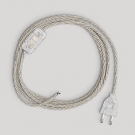 Lamp cord with white braided cable, 1.80 m