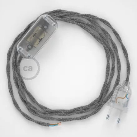  Lamp wiring, TN02 natural gray canvas 1.80 m. Choose the color of the switch and connector.