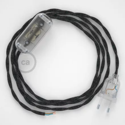  Lamp wiring, TN03 anthracite natural canvas 1.80 m. Select the color of the switch and connector.