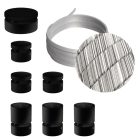 Filé System Linear Kit - 5 m light string cable and 7 indoor black lacquered wooden components