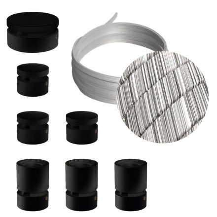 Filé System Linear Kit - 5 m light string cable and 7 indoor black lacquered wooden components