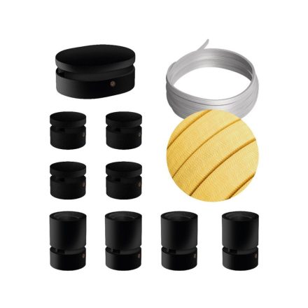  Filé System Symmetric Kit - with 5 meter light cable and 9 indoor black lacquered wooden components