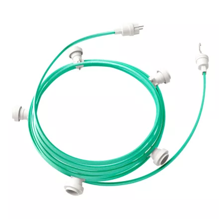 Ready to use with a 7.5 m Lumet string light set, 5 white lamp holders, hangers and plugs