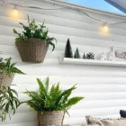 Ready to use with a 7.5 m Lumet string light set, 5 white lamp holders, hangers and plugs