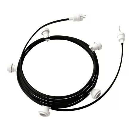 Ready to use with a 7.5 m Lumet string light set, 5 white lamp holders, hangers and plugs