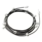 Ready-assembled, 12.5 m Lumet string light set with 10 white lamp holders, hook and plug