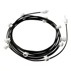 Ready-assembled, 12.5 m Lumet string light set with 10 white lamp holders, hook and plug