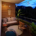 Ready-assembled, 12.5 m Lumet string light set with 10 white lamp holders, hook and plug