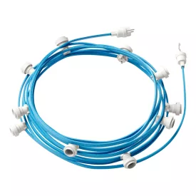   Ready-assembled, 12.5 m Lumet string light set with 10 white lamp holders, hook and plug