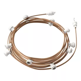   Ready-assembled, 12.5 m Lumet string light set with 10 white lamp holders, hook and plug
