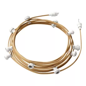   Ready-assembled, 12.5 m Lumet string light set with 10 white lamp holders, hook and plug