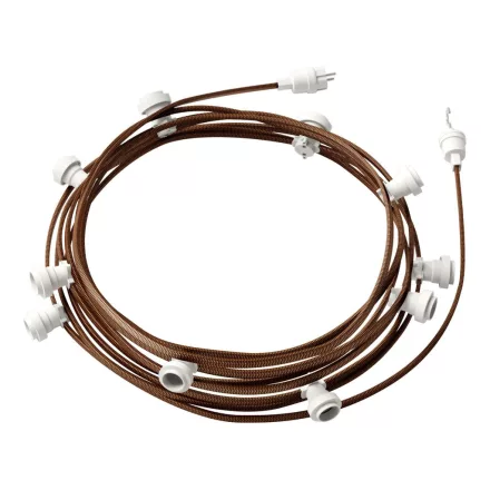 Ready-assembled, 12.5 m Lumet string light set with 10 white lamp holders, hook and plug