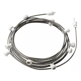   Ready-assembled, 12.5 m Lumet string light set with 10 white lamp holders, hook and plug