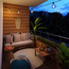 Ready-made, 7.5 m Lumet string light set with 5 black lamp holders, hook and plug