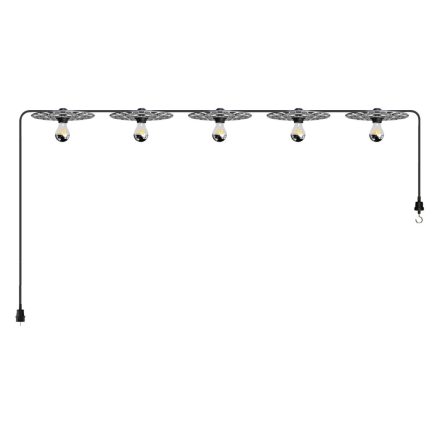 Maioliche' String Light Lumet system from 7.5 m, with fabric cable, 5 lamp holders and lampshades, hook and black plug