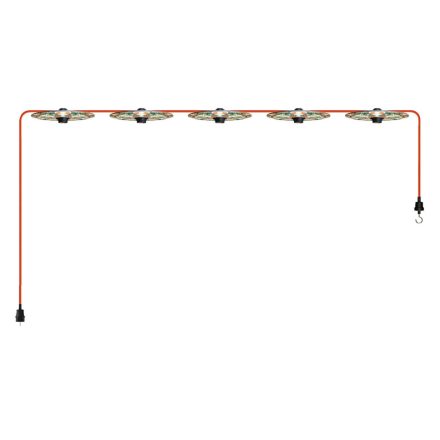 Maioliche' String Light Lumet system from 7.5 m, with fabric cable, 5 lamp holders and lampshades, hook and black plug