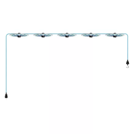 Maioliche' String Light Lumet system from 7.5 m, with fabric cable, 5 lamp holders and lampshades, hook and black plug