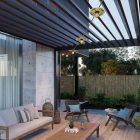 Maioliche' String Light Lumet system from 7.5 m, with fabric cable, 5 lamp holders and lampshades, hook and black plug