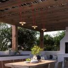 Maioliche chain lighting Lumet system from 10 m, with fabric cable, 3 lamp holders and lamp shades, with hook and black plug