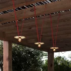 Maioliche chain lighting Lumet system from 10 m, with fabric cable, 3 lamp holders and lamp shades, with hook and black plug