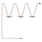 Maioliche chain lighting Lumet system from 10 m, with fabric cable, 3 lamp holders and lamp shades, with hook and black plug