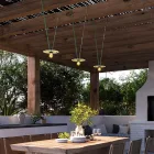 Maioliche chain lighting Lumet system from 10 m, with fabric cable, 3 lamp holders and lamp shades, with hook and black plug