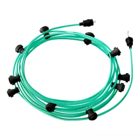   Ready-to-use 12.5 m Lumet String Light set with 10 black lamp holders, hangers and plugs