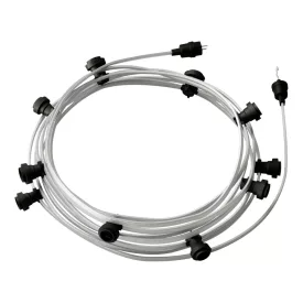   Ready-to-use 12.5 m Lumet String Light set with 10 black lamp holders, hangers and plugs