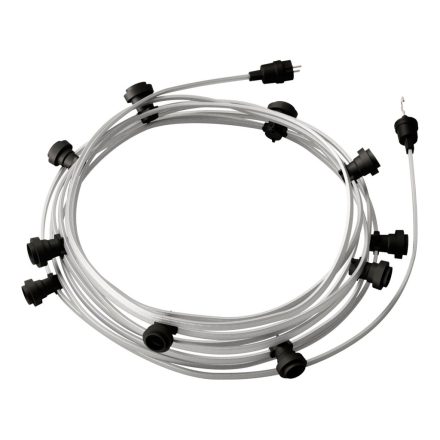Ready-to-use 12.5 m Lumet String Light set with 10 black lamp holders, hangers and plugs