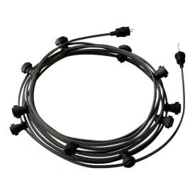   Ready-to-use 12.5 m Lumet String Light set with 10 black lamp holders, hangers and plugs