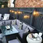 Ready-to-use 12.5 m Lumet String Light set with 10 black lamp holders, hangers and plugs