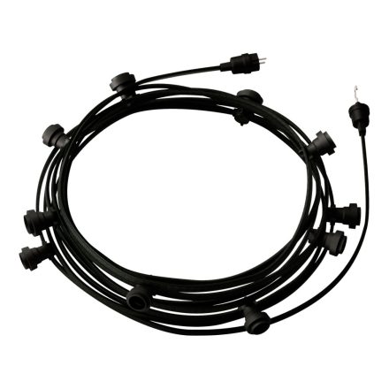 Ready-to-use 12.5 m Lumet String Light set with 10 black lamp holders, hangers and plugs