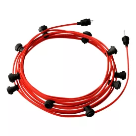   Ready-to-use 12.5 m Lumet String Light set with 10 black lamp holders, hangers and plugs