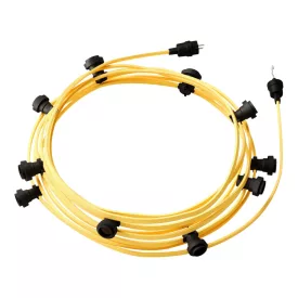   Ready-to-use 12.5 m Lumet String Light set with 10 black lamp holders, hangers and plugs
