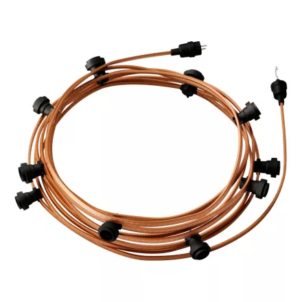 Ready-to-use 12.5 m Lumet String Light set with 10 black lamp holders, hangers and plugs