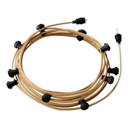 Ready-to-use 12.5 m Lumet String Light set with 10 black lamp holders, hangers and plugs
