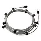 Ready-to-use 12.5 m Lumet String Light set with 10 black lamp holders, hangers and plugs