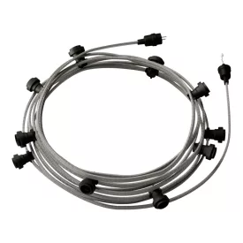   Ready-to-use 12.5 m Lumet String Light set with 10 black lamp holders, hangers and plugs