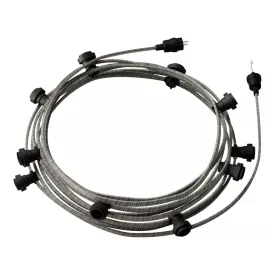   Ready-to-use 12.5 m Lumet String Light set with 10 black lamp holders, hangers and plugs