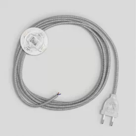 Lamp cord with gray linen cable, 3 m