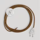 Lamp cord with polished and shiny copper cable, 3 m