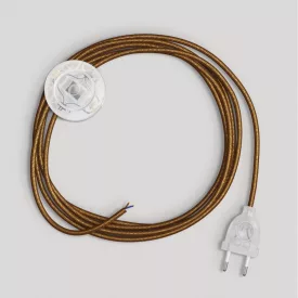 Lamp cord with polished and shiny copper cable, 3 m