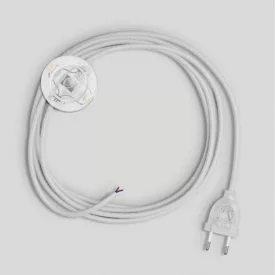 Lamp cord with white cotton cable, 3 m