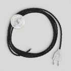 Wiring with black braided cable, 3 m