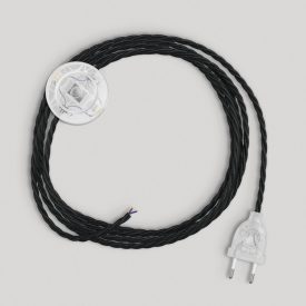 Wiring with black braided cable, 3 m