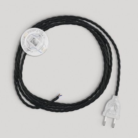Wiring with black braided cable, 3 m