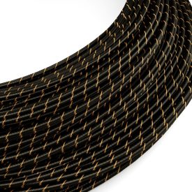    Extra low voltage power cable coated with silk-effect material Vertigo Black and Gold ERM42 - 50 m
